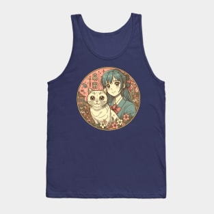 Japanese cat Retro anime neko Tank Top